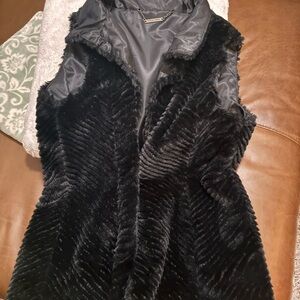 White House Black Market Charcoal Vest with Chain Accent